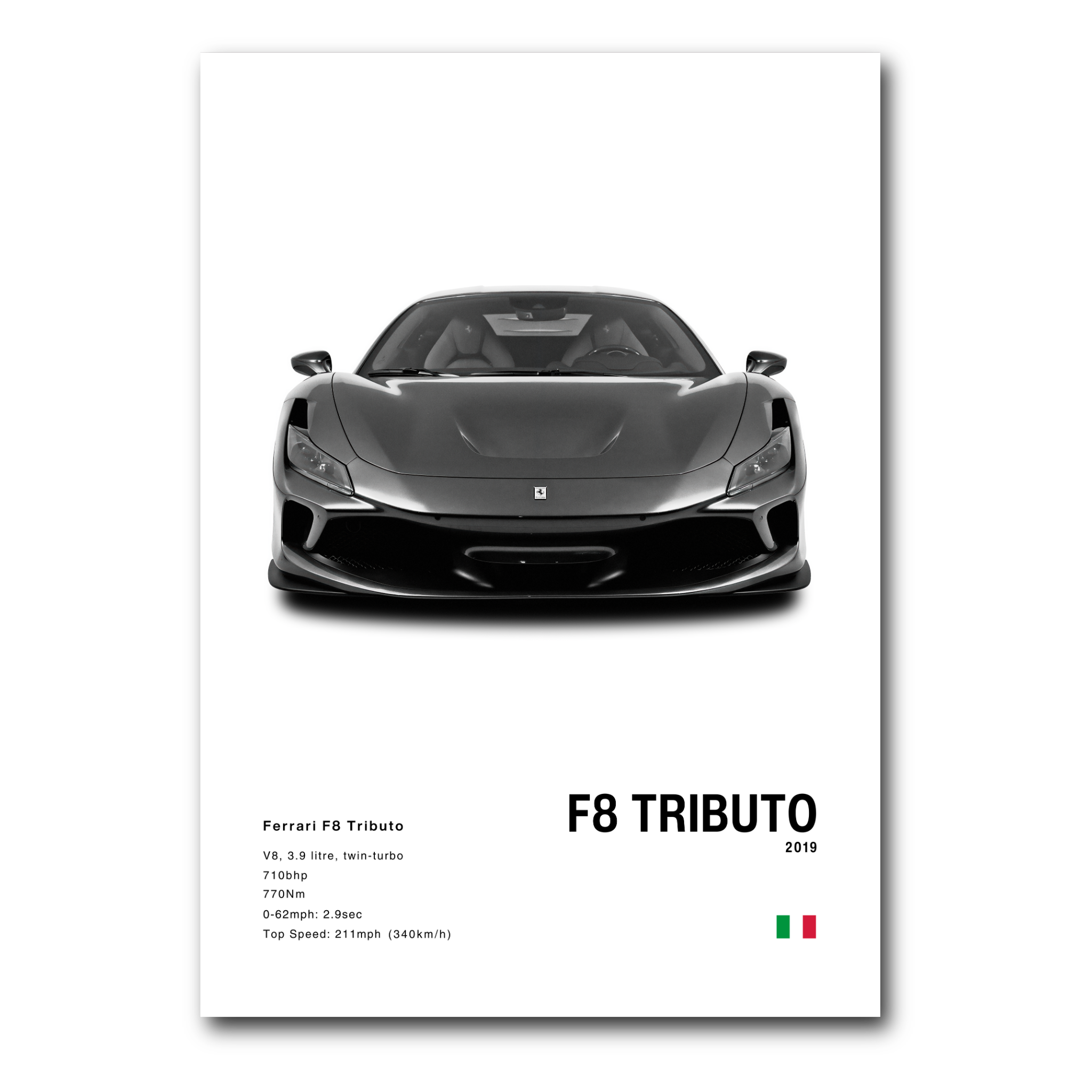 Ferrari F8 Tributo poster - blanc