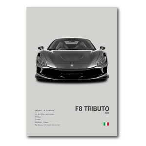 Ferrari F8 Tributo poster - gris