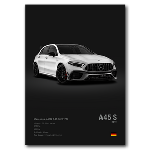 Poster Mercedes A45 S AMG vue de face fond noir