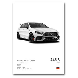 Poster Mercedes A45 S AMG vue de face fond blanc