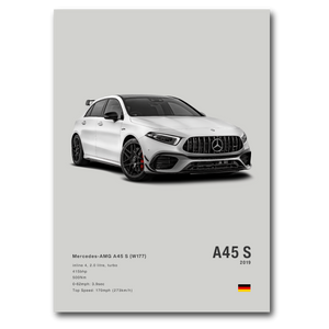 Poster Mercedes A45 S AMG vue de face fond gris