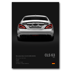 Poster Mercedes CLS 63S vue d'arrière fond noir