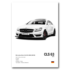 Poster Mercedes CLS 63S vue de face fond blanc