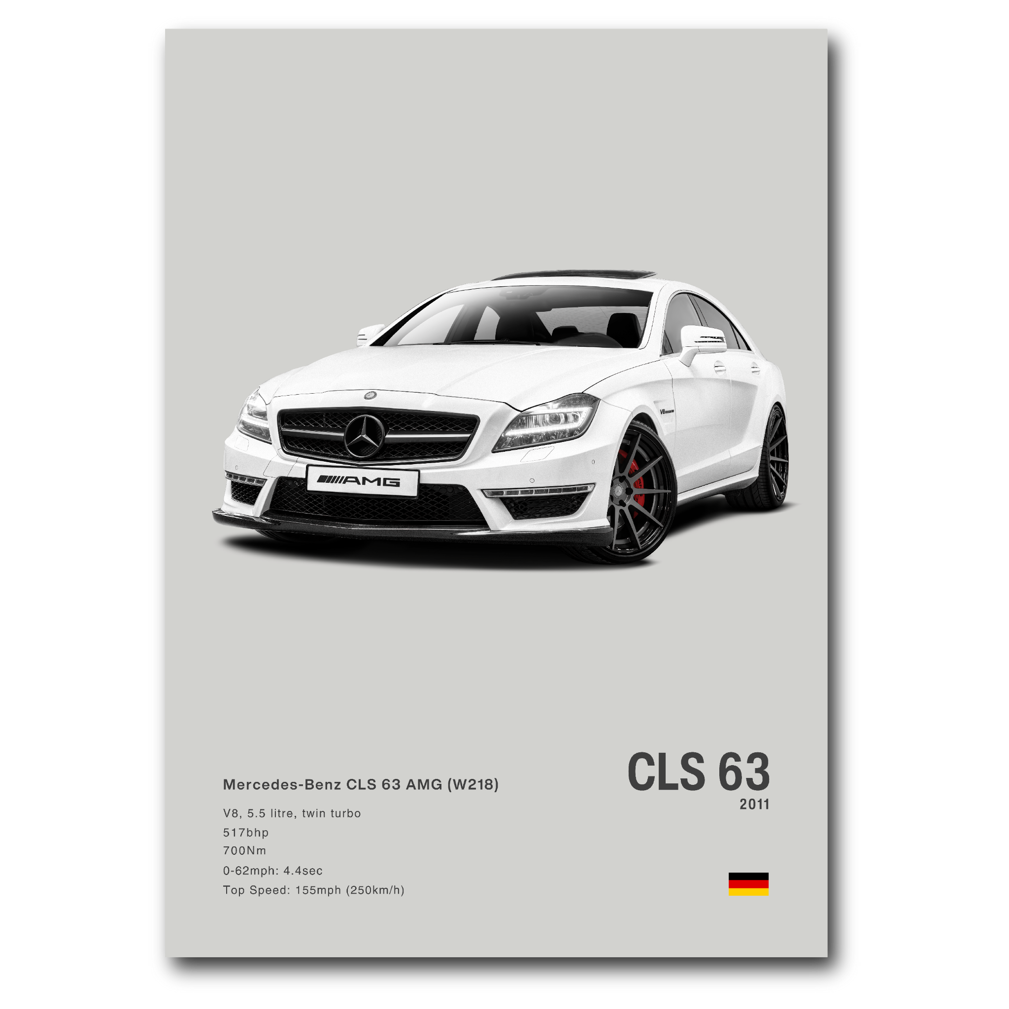 Poster Mercedes CLS 63S vue de face fond gris