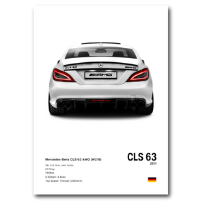 Poster Mercedes CLS 63S vue d'arriŠre fond blanc