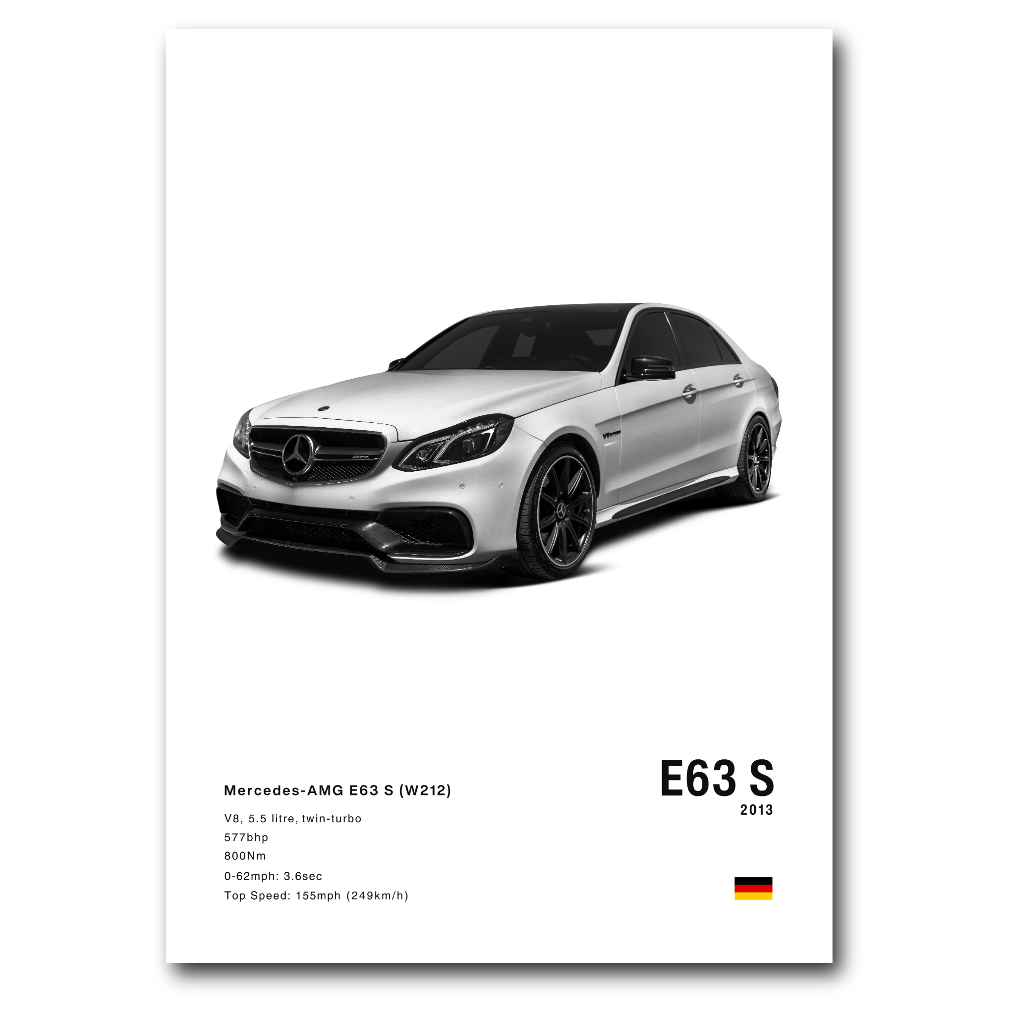 Poster Mercedes E63S vue de face fond blanc