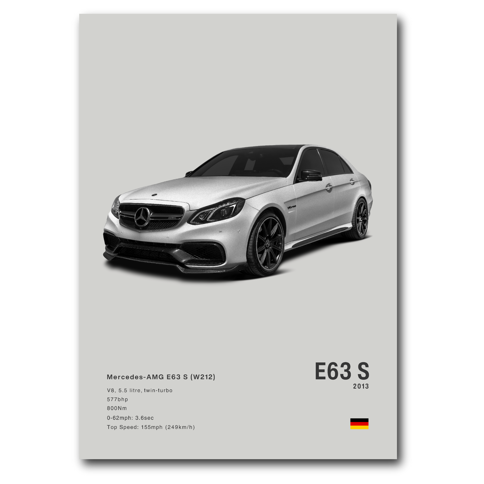 Poster Mercedes E63S vue de face fond gris