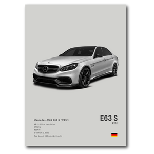 Poster Mercedes E63S vue de face fond gris