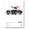 Poster Mercedes 300 SL vue de côté fond blanc