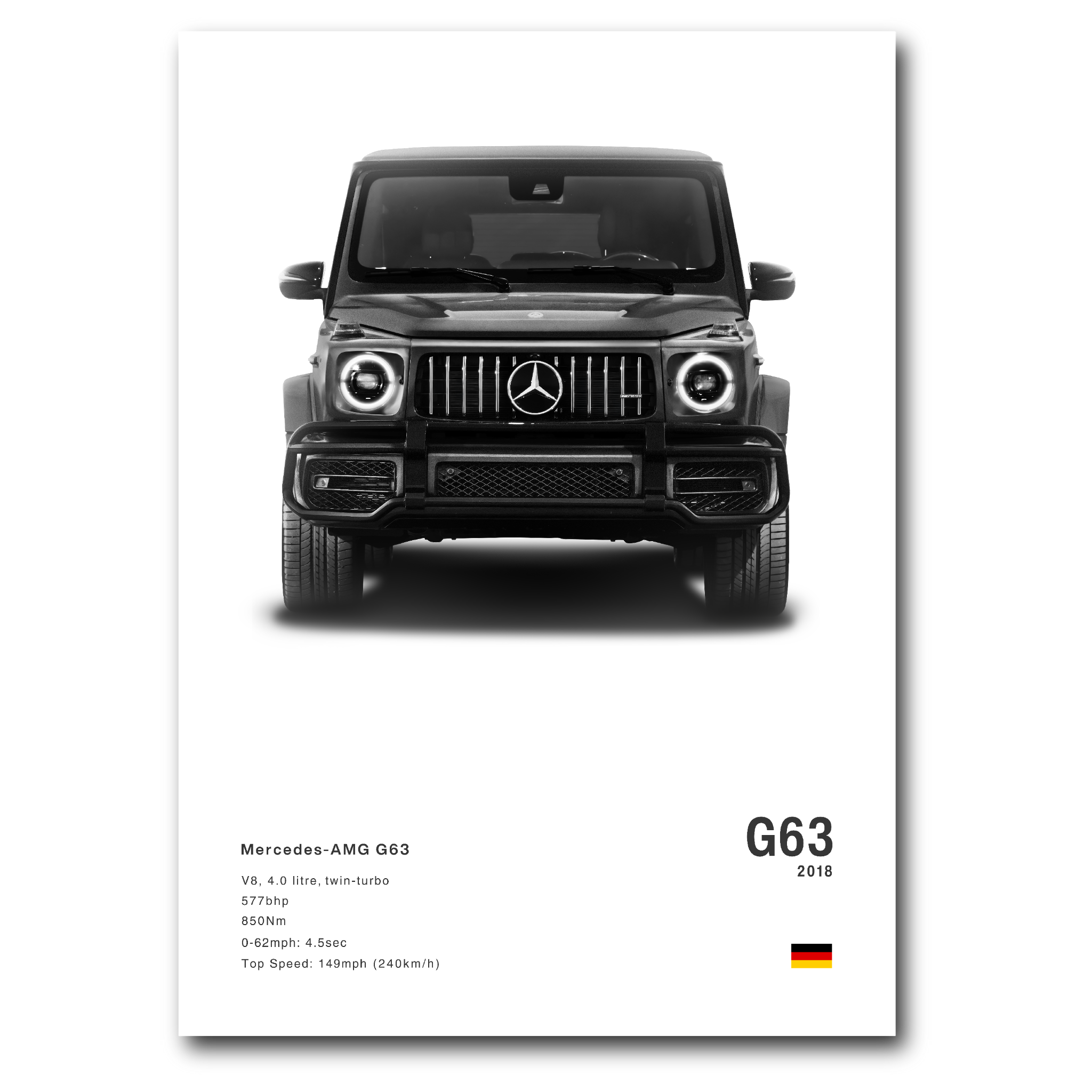 Poster Mercedes G63 AMG vue de face fond blanc