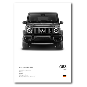 Poster Mercedes G63 AMG vue de face fond blanc