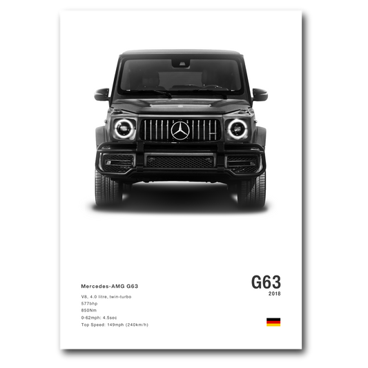 Poster Mercedes G63 AMG vue de face fond blanc