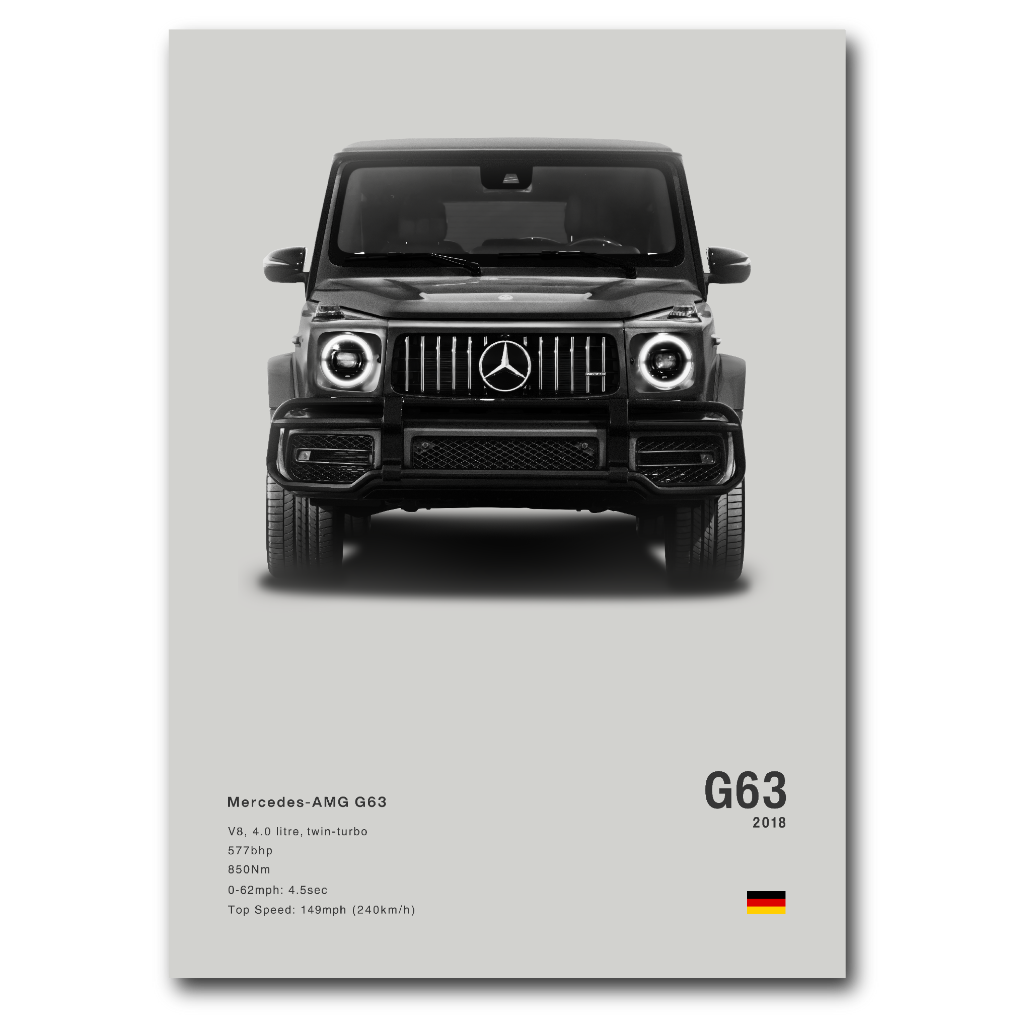 Poster Mercedes G63 AMG vue de face fond gris