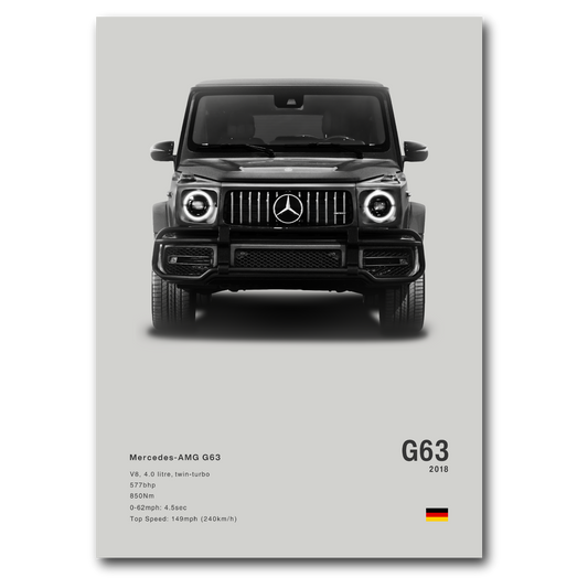 Poster Mercedes G63 AMG vue de face fond gris