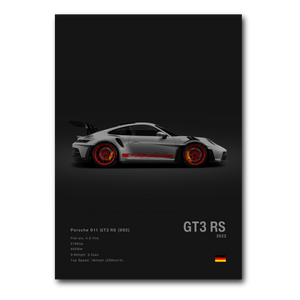 Poster Porsche 911 991 GT3RS vue de côté fond noir