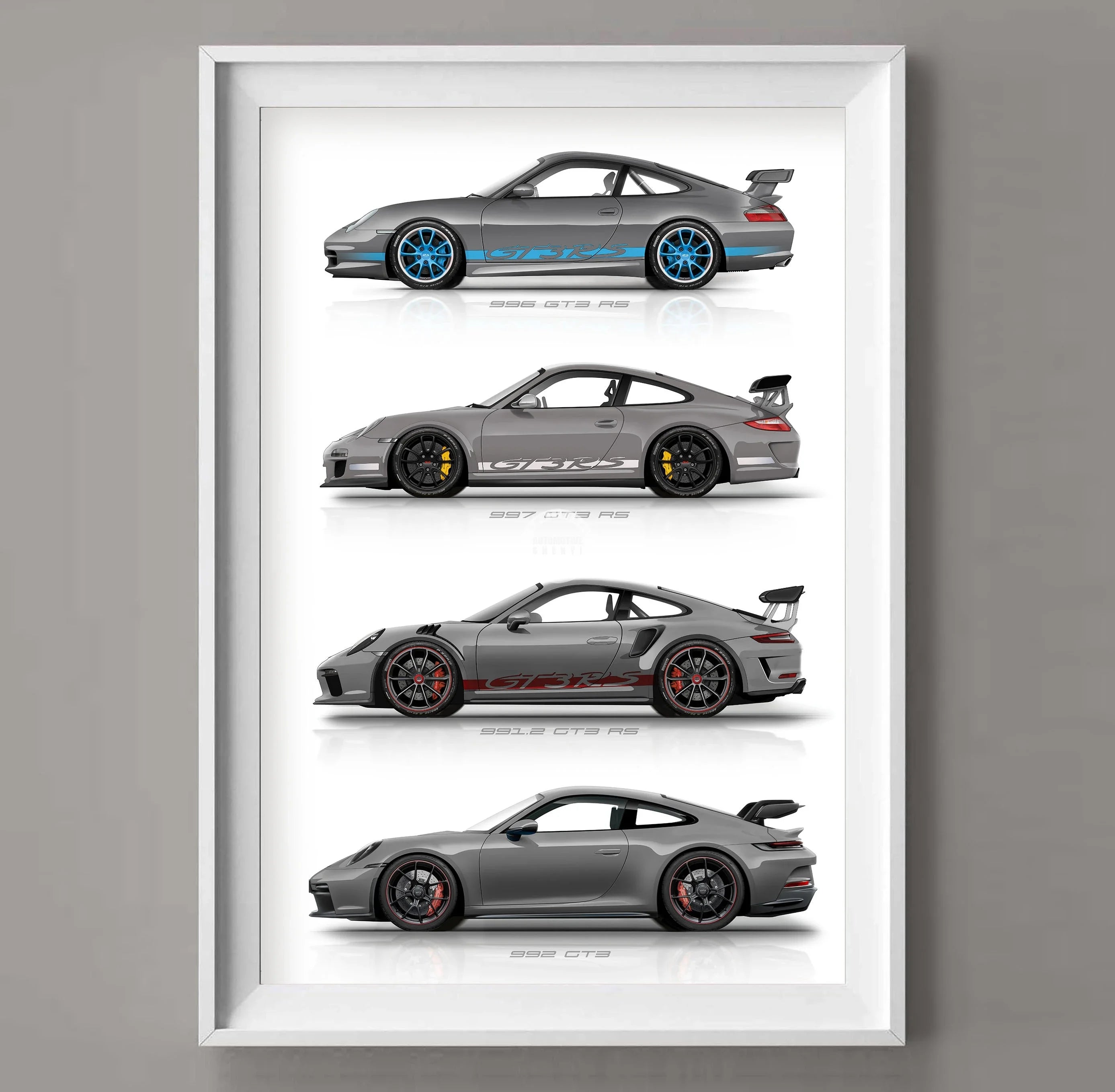 911 GT3 RS Car Generation Supercar Poster Canvsa Print Painting Home Decor Wall Art Decoration Gift for Car Lover Frameless