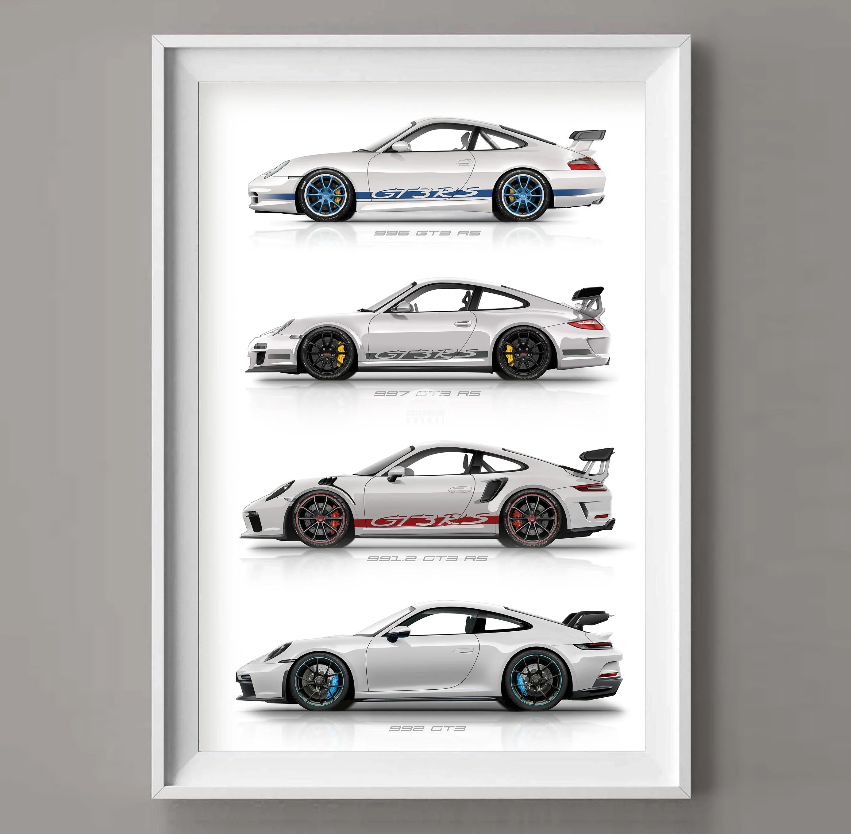 911 GT3 RS Car Generation Supercar Poster Canvsa Print Painting Home Decor Wall Art Decoration Gift for Car Lover Frameless